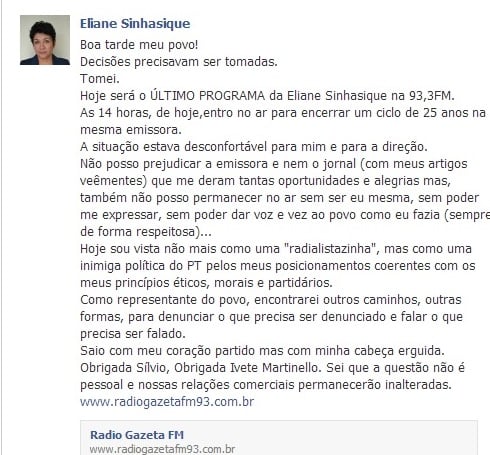 Sinhasique fora do ar