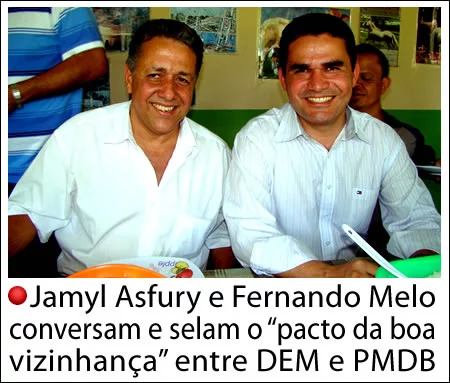 Jamyl Asfury e Fernando Melo conversam e selam o “pacto da boa vizinhança” entre DEM e PMDB
