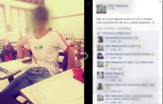 Estudante do Armando Nogueira posta foto com faca na cintura em sala de aula