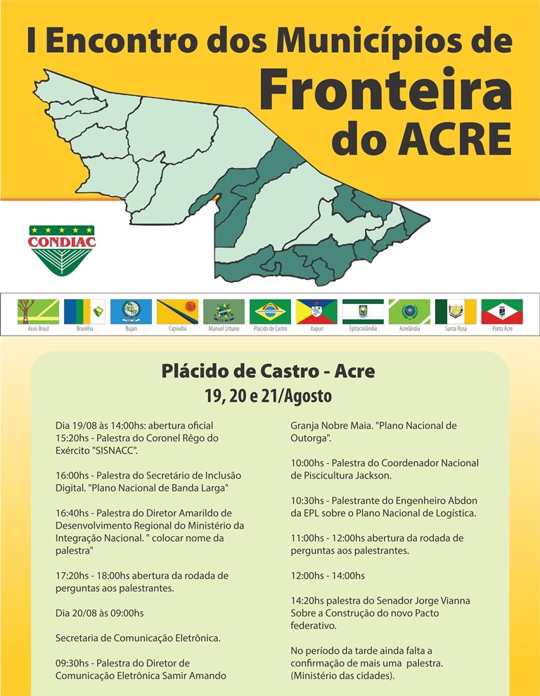 1º Encontro Regional dos Municípios do Alto Acre acontece em agosto