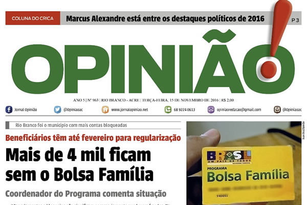 Destaques do jornal Opinião desta terça feira, 15 de novembro