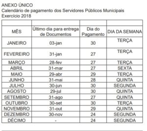 Publicado Calendário Anual De Pagamentos Dos Servidores Da Prefeitura ...