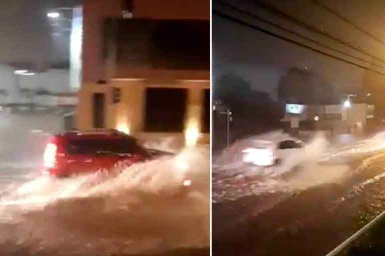Forte chuva na Capital alaga e obstrui ruas e eleva nível do rio