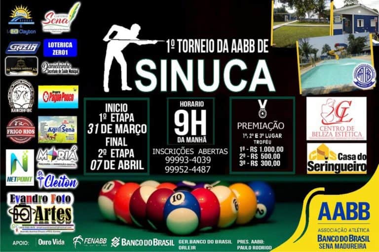 Associação Atlética do BB de Sena Madureira promove torneio de sinuca neste domingo