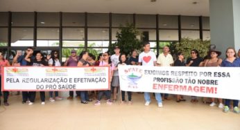 Servidores da saúde em greve geral fazem protesto na Assembleia Legislativa