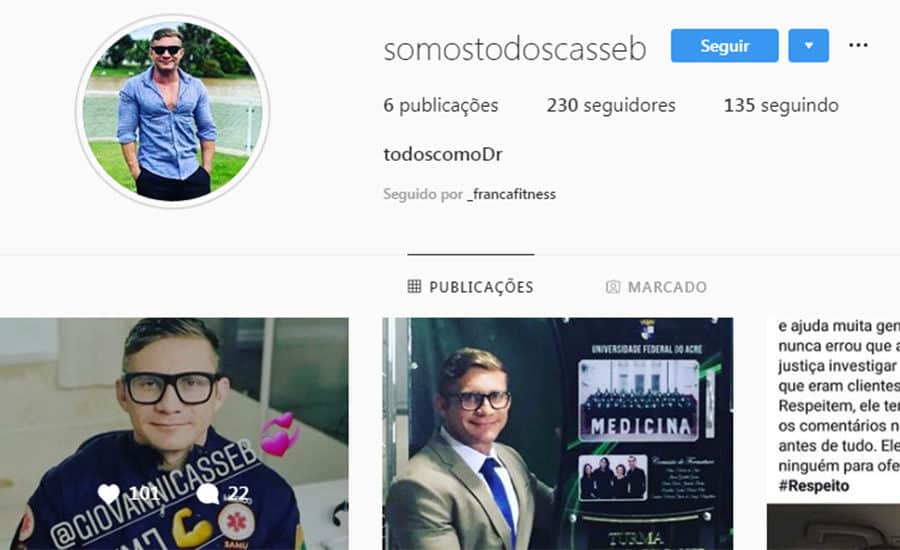 Amigos criam perfil no Instagram para apoiar médico Giovanni Casseb