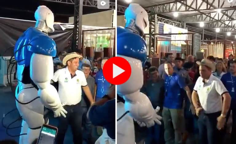 Vídeo de Gladson Cameli dançando com robô na ExpoAcre “viraliza” na rede social