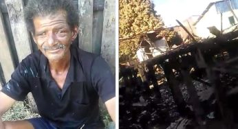 Idoso que ficou apenas com a roupa do corpo após casa pegar fogo, pede ajuda na rede social