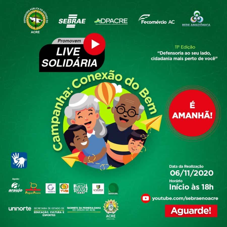 Live solidária ‘Conexão do Bem’ irá arrecadar doações para crianças e idosos do Acre