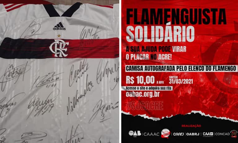 OAB/AC rifa camisa do Flamengo autografada para ajudar as vítimas das enchentes
