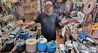 Artesão sustenta a família criando utensílios com peças  do lixo