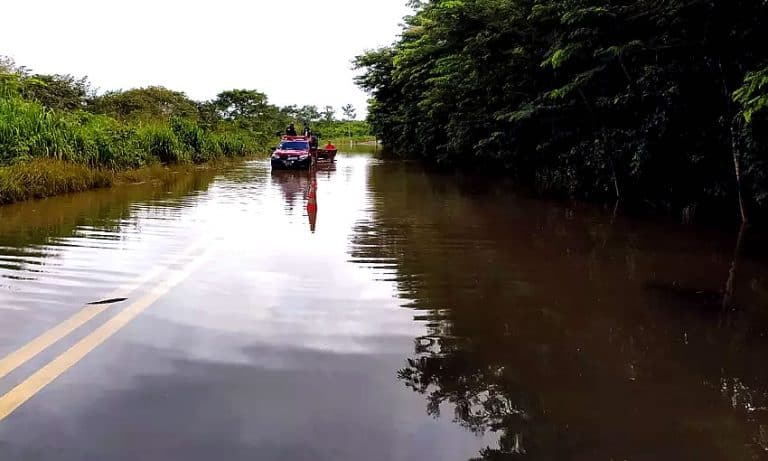 PRF diz que Rio Jamari sobe 4 cm por hora e situação se agrava na região inundada da BR-364