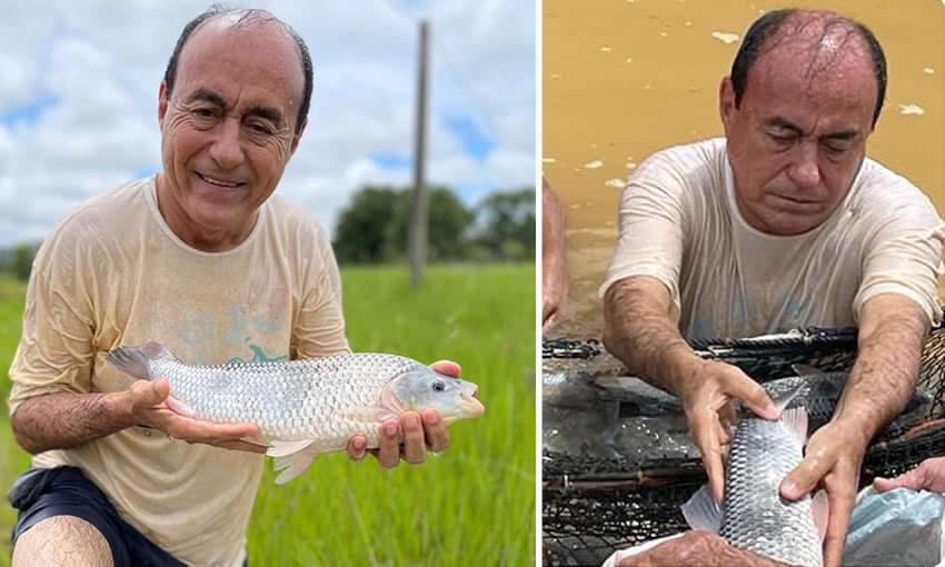 Bocalom mostra produção de peixe em açude de sua propriedade