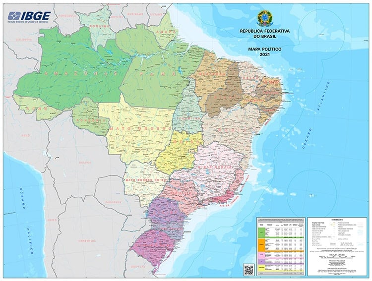 IBGE lança edição atualizada do Mapa Político do Brasil; saiba