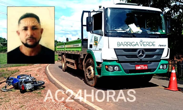 Colisão entre caminhão e moto deixa policial penal morto