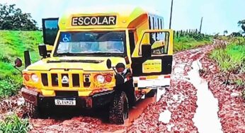 Atoleiros podem impedir tráfego de ônibus escolares na antiga estrada de Porto Acre