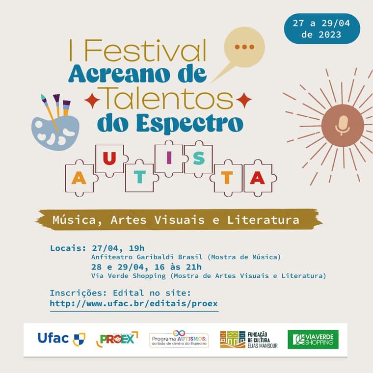 Ufac abre inscrição para o primeiro Festival de Talentos de pessoas autistas