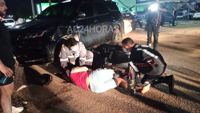Colisão entre carro e moto deixa motociclista gravemente ferido em Rio Branco