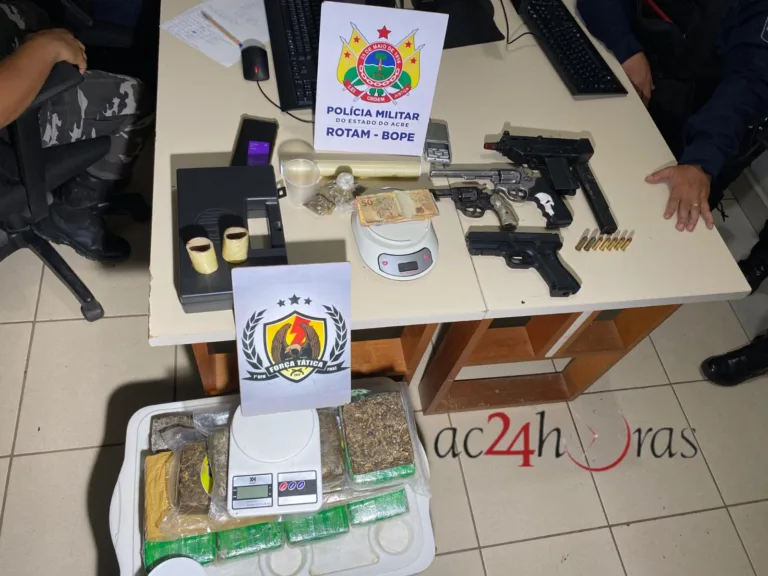 Polícia prende detento monitorado com armas, droga e dinheiro em Rio Branco