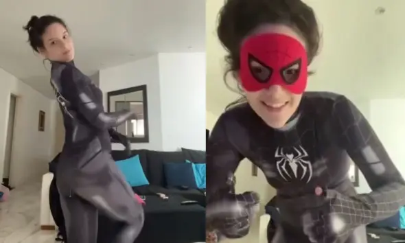 Menina viraliza ao mostrar máscara que veio com a sua fantasia de Homem-Aranha