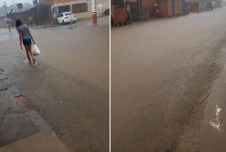 Morador se revolta com inundação causada pelas águas da chuva no bairro Santa Inês