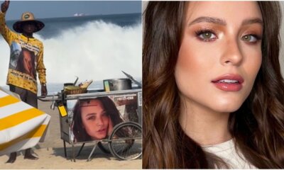 Larissa Manoela vira ‘garota-propaganda’ de milho na praia do RJ: ‘Carioca nasce formado em marketing’