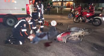 Colisão entre carro e moto deixa policial penal ferido