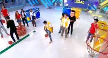 Celso Portiolli acerta cesta inacreditável de costas no ‘Domingo Legal’; assista