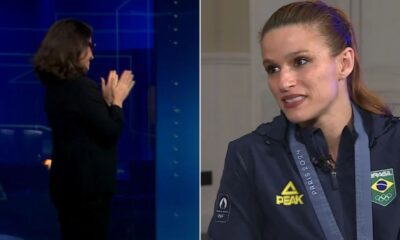 No JN, Renata Vasconcellos aplaude de pé medalhista olímpica da ginástica