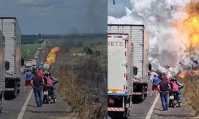 Explosão de caminhão-tanque deixa feridos em BR no Pará; veja o vídeo