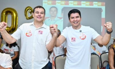 Jenilson e Sanderson fazem panfletagem e visitas em áreas comerciais