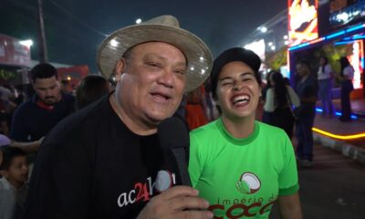 Casal comercializa água de coco de forma inusitada na Expoacre