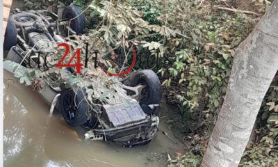 Motorista perde controle de Amarok e cai no Igarapé Batista