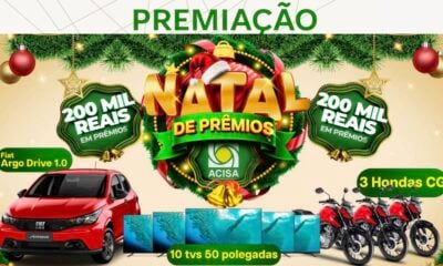 Acisa lança ‘Natal Premiado’ com premiação de 10 TVs, três motos e um carro