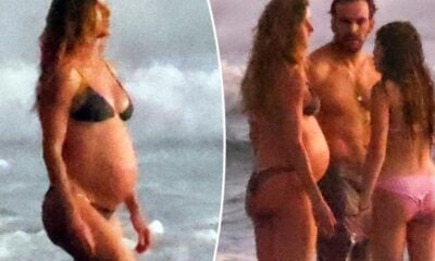 Gisele Bündchen curte praia na reta final da gravidez