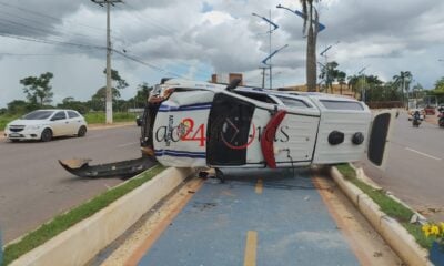 Militares tombam viatura durante perseguição a criminosos na Via Chico Mendes