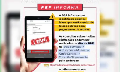 PRF alerta sobre golpes envolvendo falsos boletos de multas