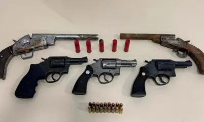 Cinco armas de fogo são apreendidas na Cidade do Povo