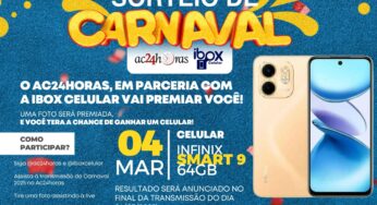 ac24horas e iBox Celular promovem sorteio de celular durante Carnaval 2025