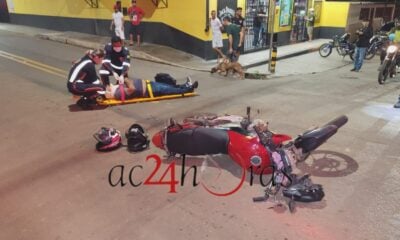 Colisão entre motos deixa dois feridos em Rio Branco