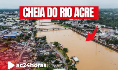 Rua da orla da Base, em Rio Branco, é atingida pela cheia do Rio Acre