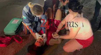 Colisão entre moto e bicicleta deixa mulher ferida na Baixada da Sobral