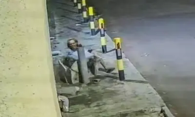 No bairro Castelo Branco, homem quebra lixeira e cai sentado; vídeo