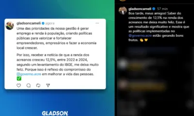 Gladson celebra aumento da renda dos acreanos