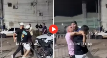Homens trocam socos e chutes próximo a bar em Rio Branco