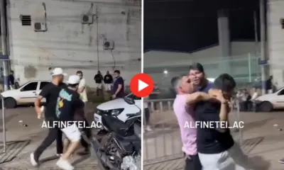Homens trocam socos e chutes próximo a bar em Rio Branco