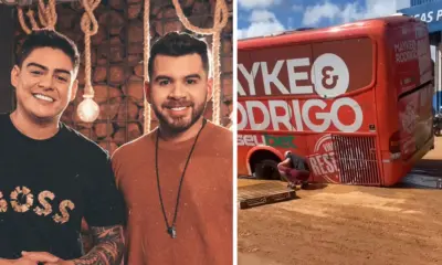 Ônibus de dupla sertaneja atola em rua de Rio Branco