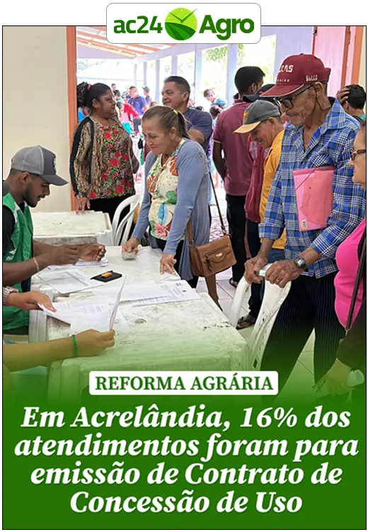 Em Acrelândia, 16% dos atendimentos foram para emissão de Contrato de Concessão de Uso
