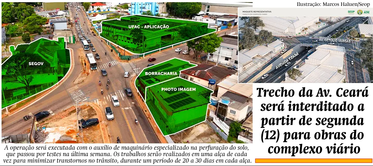 Trecho da Avenida Ceará será interditado a partir de segunda (12) para obras do complexo viário