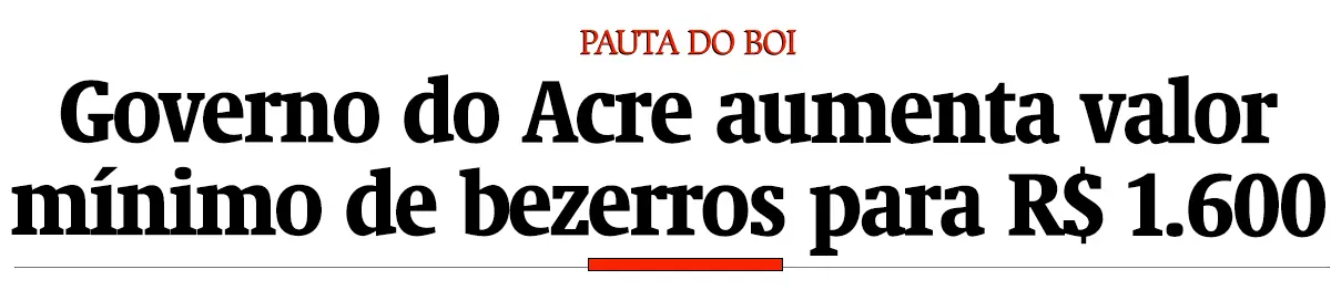 Pauta do Boi: governo do Acre eleva valor mínimo de bezerros para R$ 1.600